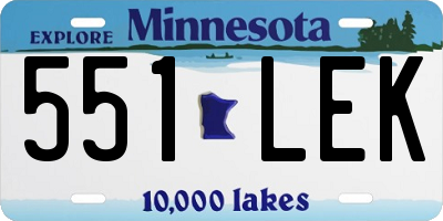 MN license plate 551LEK