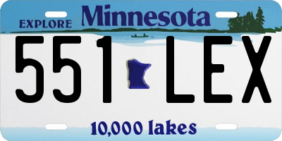 MN license plate 551LEX