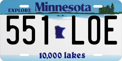 MN license plate 551LOE