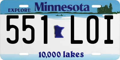 MN license plate 551LOI