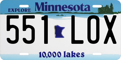 MN license plate 551LOX