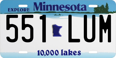 MN license plate 551LUM