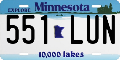 MN license plate 551LUN