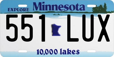 MN license plate 551LUX