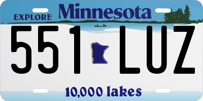 MN license plate 551LUZ