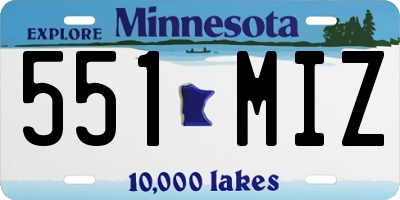 MN license plate 551MIZ