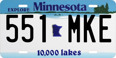 MN license plate 551MKE