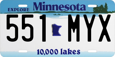 MN license plate 551MYX