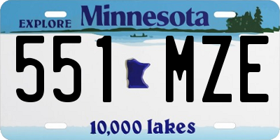 MN license plate 551MZE