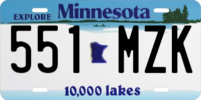 MN license plate 551MZK