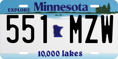 MN license plate 551MZW