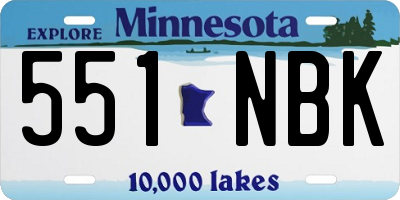 MN license plate 551NBK
