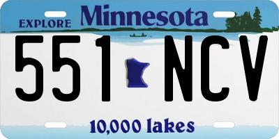 MN license plate 551NCV