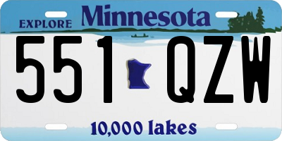 MN license plate 551QZW