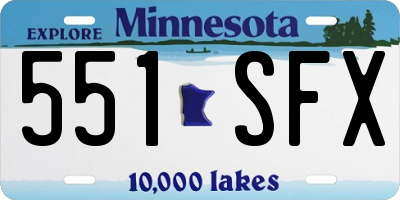 MN license plate 551SFX