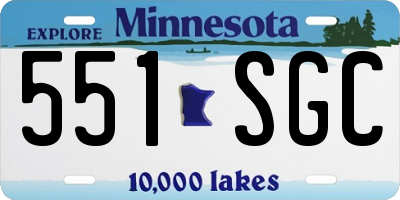 MN license plate 551SGC