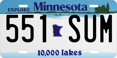 MN license plate 551SUM