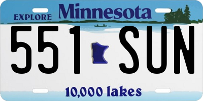 MN license plate 551SUN
