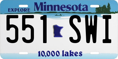 MN license plate 551SWI