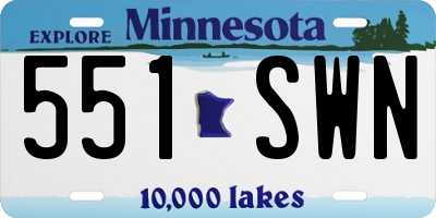 MN license plate 551SWN