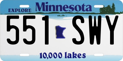 MN license plate 551SWY