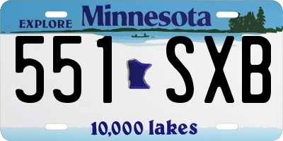 MN license plate 551SXB