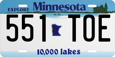 MN license plate 551TOE