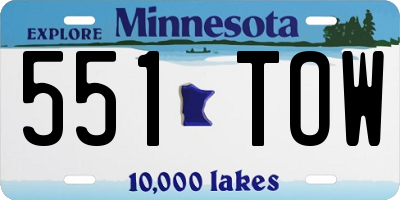 MN license plate 551TOW
