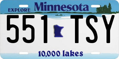 MN license plate 551TSY