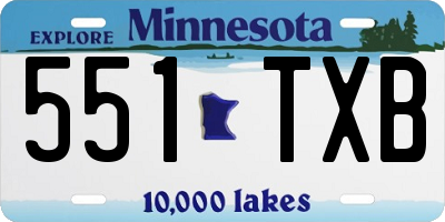 MN license plate 551TXB