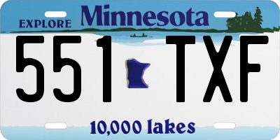 MN license plate 551TXF