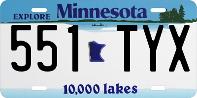 MN license plate 551TYX