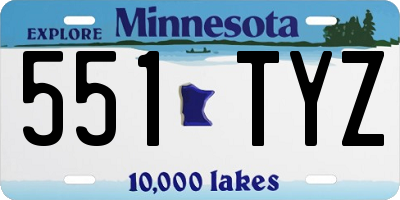 MN license plate 551TYZ