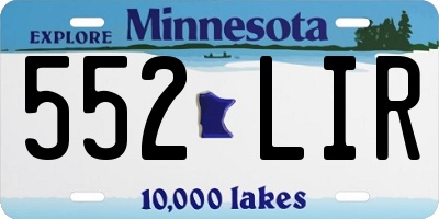 MN license plate 552LIR