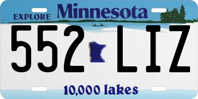 MN license plate 552LIZ
