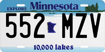 MN license plate 552MZV
