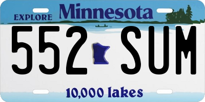 MN license plate 552SUM