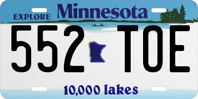 MN license plate 552TOE
