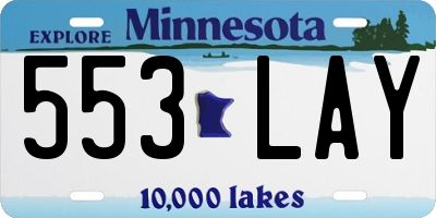 MN license plate 553LAY