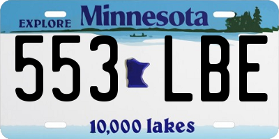 MN license plate 553LBE