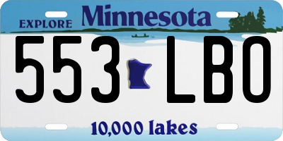 MN license plate 553LBO