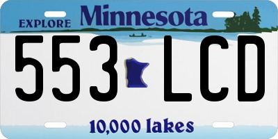 MN license plate 553LCD