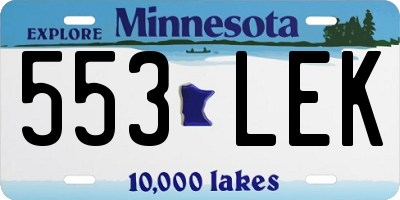 MN license plate 553LEK