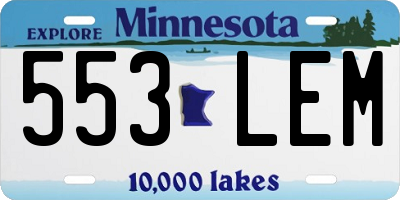 MN license plate 553LEM