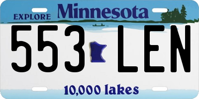 MN license plate 553LEN