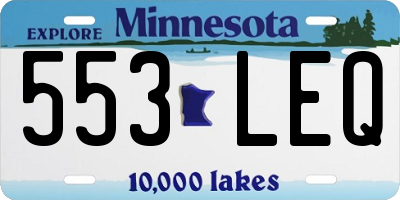 MN license plate 553LEQ
