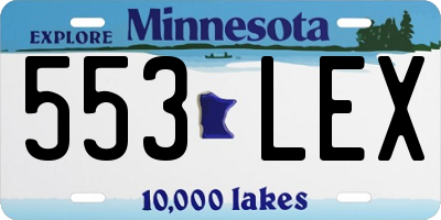 MN license plate 553LEX
