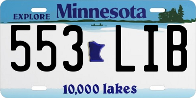 MN license plate 553LIB
