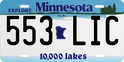 MN license plate 553LIC