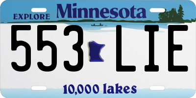 MN license plate 553LIE